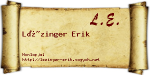 Lézinger Erik névjegykártya